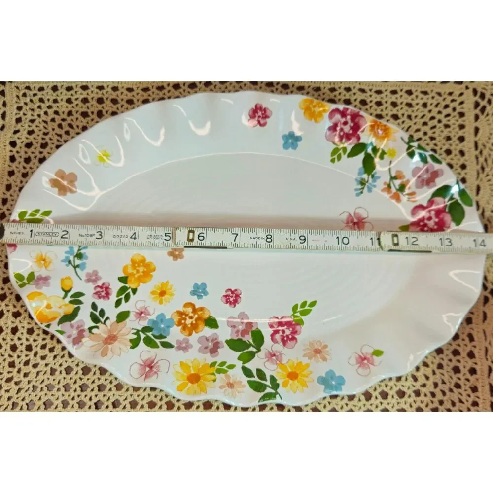 NWT Beautiful Floral Pattern Ruffled Serving Platter by The Spring Shop